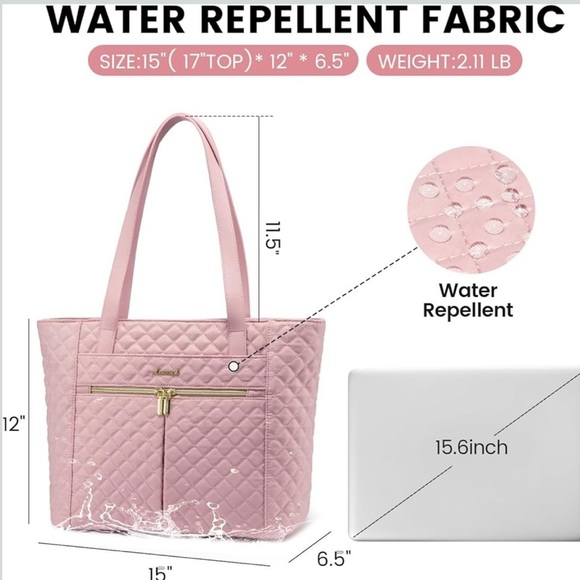 NWT LOVEVOOK Pink Quilted Tote Bag with Wristlet - Picture 3 of 10